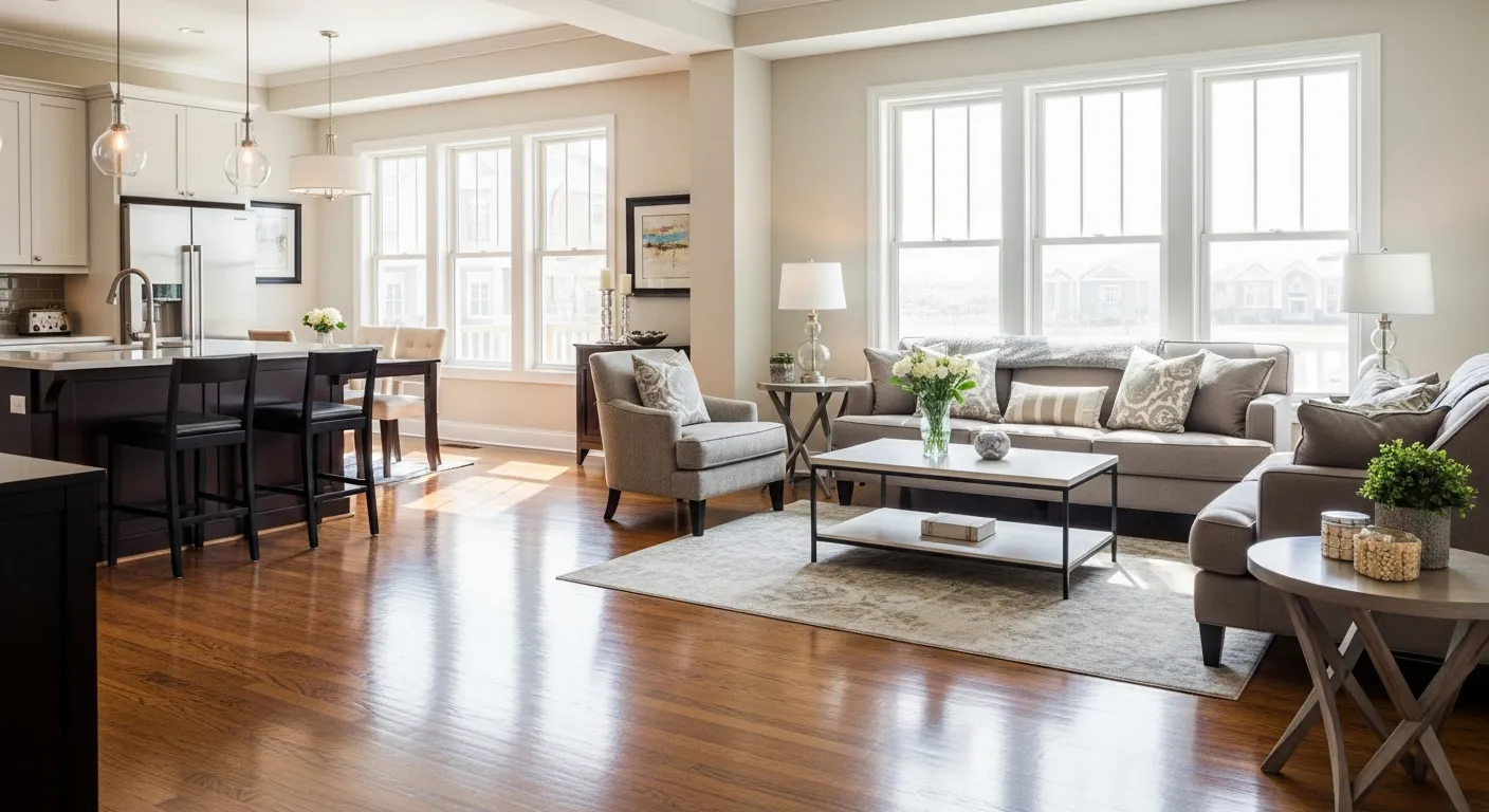 Sparkling clean living room after professional house cleaning in Centennial Hills